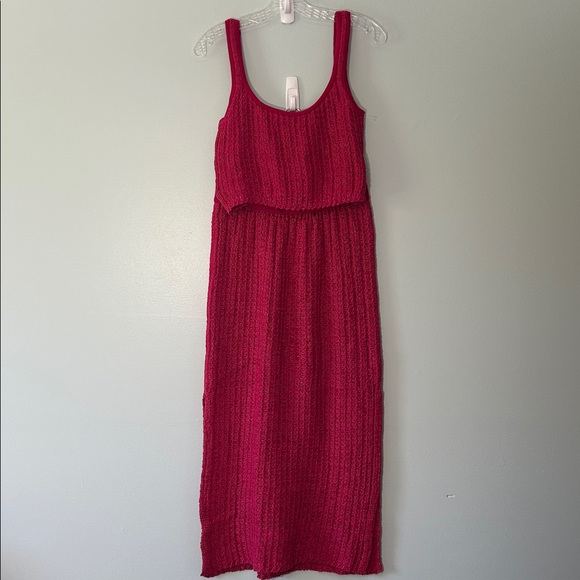 FP Beach Small Set Havana Sweater Set Free People in Love Potion Red Cotton Knit - Picture 2 of 14